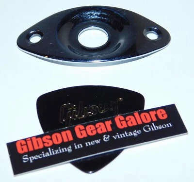 Guitar Output Jackplate Chrome Metal Cord Oval Parts Custom Project Football - Image 1 of 3
