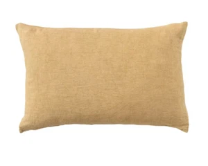 Yellow stonewashed linen decorative lumbar throw pillow - Picture 1 of 2