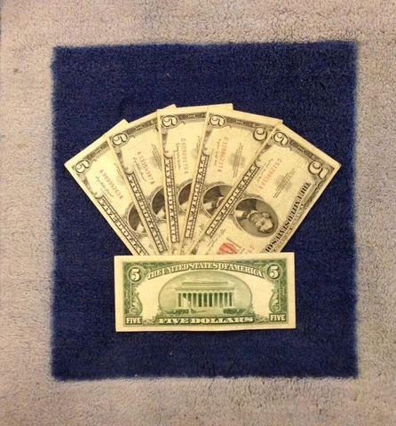 ☆$5 Five Dollar Red Seal Lincoln Dollars ☆Red Certificate Old Money☆1953 1963☆ Cover