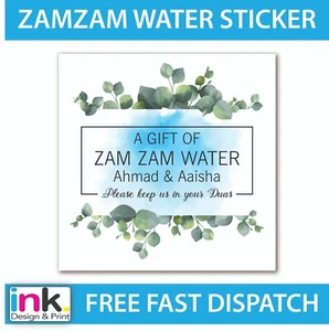 48x personalisierte ZamZam Wasseraufkleber, Wasserflaschen, Eid Mubarak, Umrah 45 mm - Bild 1 von 2