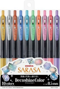 Zebra Gel Ball Pen SARASA Clip 0.5mm / Decoshine 10 Color Set / JJ15-10C-SH - Picture 1 of 3