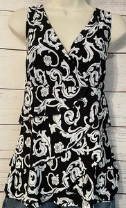 White House Black Market Tank Top sz Medium Empire Waist V-Neck Ruffle Tiers - Picture 1 of 7