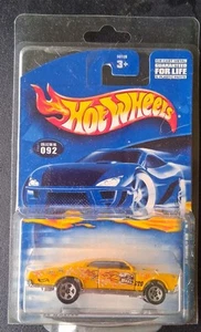 2001 Hot Wheels Rodger Dodger #186 Yellow Orange Flames Metal Base Black Top - Picture 1 of 3