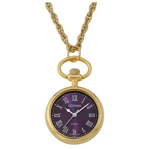 Gotham Women's Gold-Tone Open Face Pendant Watch with Chain # GWC14138GR - Picture 1 of 3