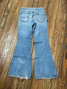 Vintage Orange Tab LEVIS Bell Bottom Flare 32x32 Very Cool Unicorn Find 60s 70s - Picture 1 of 12