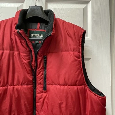 Outdoor Life Size XXL Vest Mens Red Full Zip Puffer Vest Pockets - Image 1 of 4