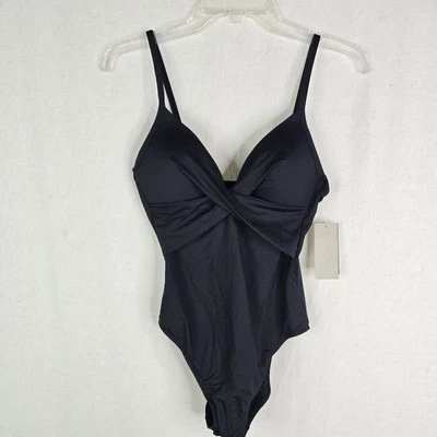 Traje de baño Kenneth Cole para mujer pequeño tónico abdominal negro de una pieza Foto 1 de 4