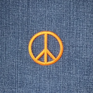 Peace Sign Patch - Orange Embroidered Peace Symbol Badge 2" (Iron On) - Picture 1 of 1