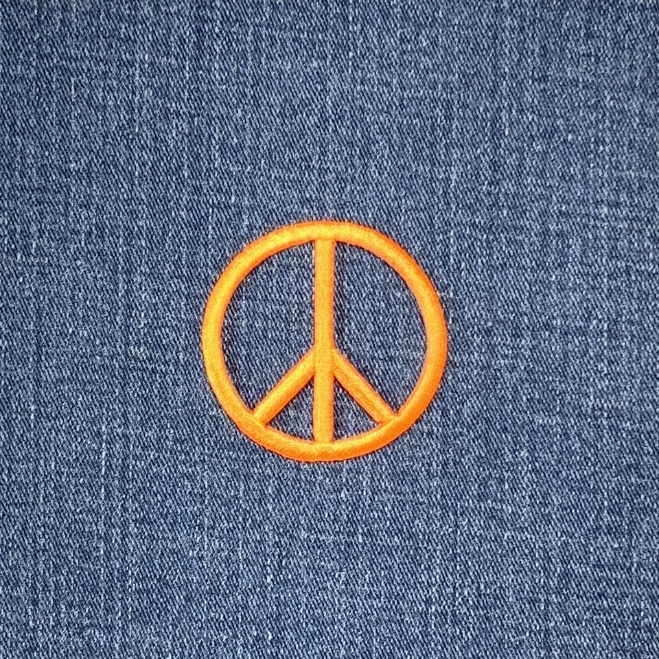 Peace Sign Patch - Orange Embroidered Peace Symbol Badge 2" (Iron On) - Image 1 of 1