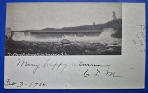 Franklin, NH.  La diga, Eastman Falls - 1906 Cartolina fotografica, RPPC - Foto 1 di 2