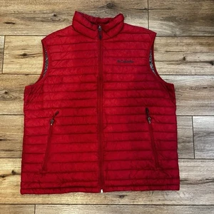 Columbia Omni Heat Red Duck Down Puffer Insulated Zip Up Vest Men's XL - Picture 1 of 6