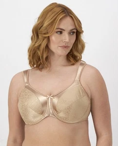 Bali Bra 40DD Beige Satin Tracings Minimizer Comfort Strap Underwire Bra #3562 - Picture 1 of 14