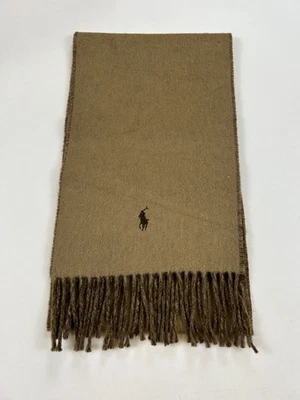 *DEFECTO MENOR* Bufanda Polo Ralph Lauren Mezcla Lana Sólida -- Tostado/Marrón -- Foto 1 de 4