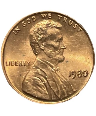 ERROR 1980 Lincoln Penny Off Center Strike - Image 1 of 3