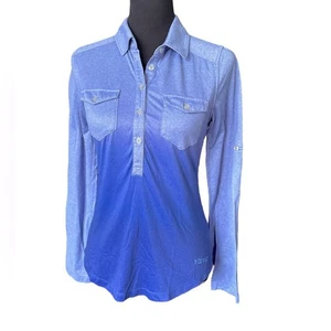 Marmot Long Sleeve Blue Ombré Fade 1/2 Button Knit Shirt, Size XS, Casual - Picture 1 of 7