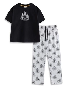 Newcastle United Schwarz Logo Kurzarm Langbein Pyjama Set Herren - Bild 1 von 10