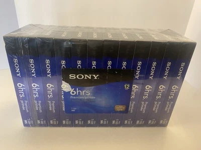 Совершенно новый Sony VHS T-120VR премиум класса пустой 6 часов ленты 12 упаковка * запечатанный * - Изображение 1 из 4