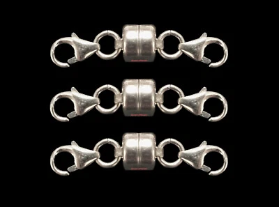 (3) Extensor de broche magnético fuerte de plata de ley 925 de 5,5 mm 8 mm DOBLE langosta Foto 1 de 4