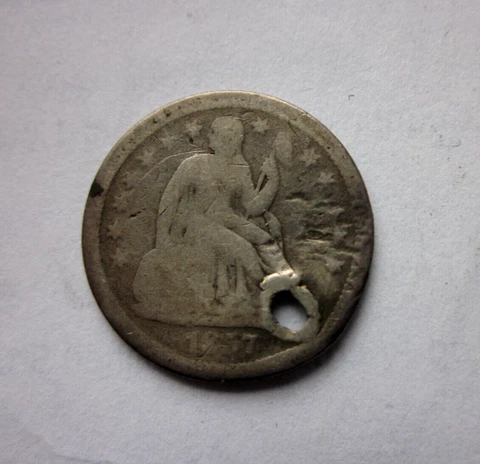 1857-O SEATED LIBERTY DIME 10C NEW ORLEANS MINT HOLED FILLER COIN SILVER Cover