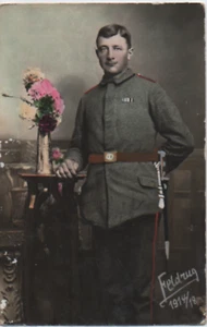 1. WK original Foto Bayern koloriert Bajonett feldgrau Uniform Koppel - Picture 1 of 1
