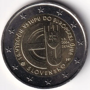 2 Euro Gedenkmünze Slowakei - 2014 - "10. Jahrestag Europäische Union" - Bild 1 von 2