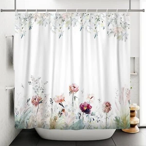 72x78inch Elegant Flower Shower Curtain Floral Plant Watercolor Bathroom Curt... - Picture 1 of 7