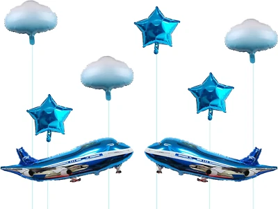 31Inch Large Airplane Blue Party Decoration Airplane Balloon Birthday Party Supp - Image 1 of 4