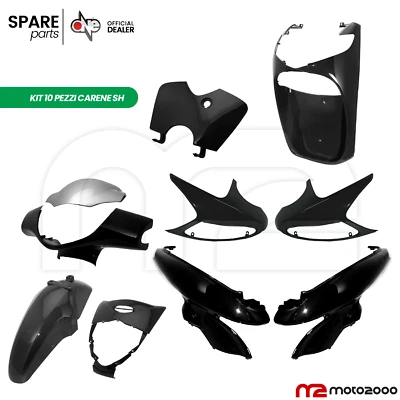ONE CAMAMOTO KIT COMPLETO NERO 10 CARENE PLASTICHE NERE ONE HONDA SH i 125 150 2005 - 2008
