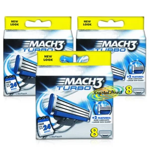 3x Gillette Mach 3 Turbo Pack of 8 Replacement Shaving Razor Blades 100% Genuine - Picture 1 of 1