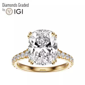 IGI Cert 2,53 ct F VS2 Cushion Lab Grown Diamond Engagement Ring 14k Gelbgold - Bild 1 von 4