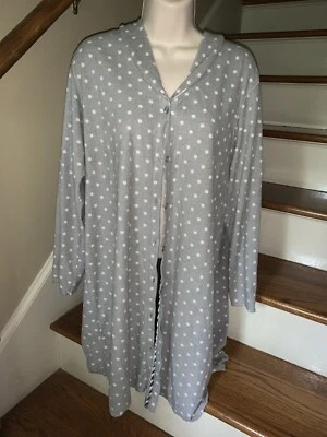 Liz Claiborne Buttery Soft Pijama Vestido de Noche Camisa Gris Rosa Lunares L❤️tw11j2 Foto 1 de 4
