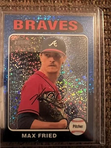 Max Fried 2024 Topps Heritage Blue Sparkle #268 - Picture 1 of 2