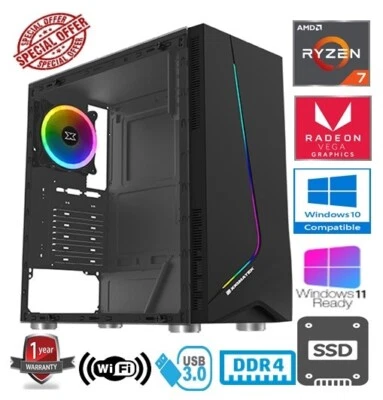 RYZEN 7 GAMING PC - AMD RYZEN 7 5700G 16GB RAM 480GB / 2TB SSD RADEON GRAPHICS - Image 1 of 4