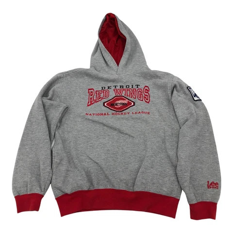VINTAGE Detroit Red Wings Lee Sport Sweater Youth L Gray Pullover Hoodie Kids Cover