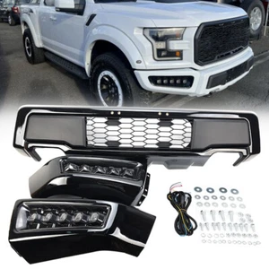 Front Bumper For Ford F150 2009 2010-2014 Raptor Style W/LED Lights Black Steel - Picture 1 of 11