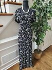 Chesley Women&#39;s Black Floral Scoop Neck Short Sleeve Casual Maxi Dress- Medium