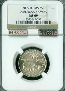 2009 D AMERICAN SAMOA QUARTER NGC MS69 SMS MAC FINEST GRADE MAC SPOTLESS  . - Picture 1 of 3