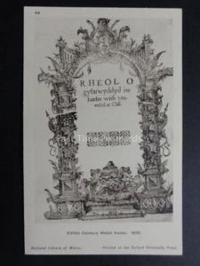 Welsh Historic Literature: XVIth C RHEOL O 1629 By Library of Wales - Picture 1 of 2