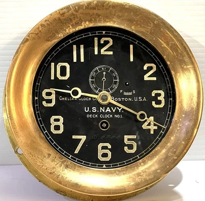 Reloj Chelsea Deck Serie #132275 Cira Primera Guerra Mundial Reacondicionado, Probado Excelente Con Llave Foto 1 de 4