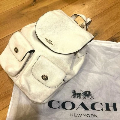 Import duty included  Coach leather backpack white leather small size adjustable - Image 1 of 4