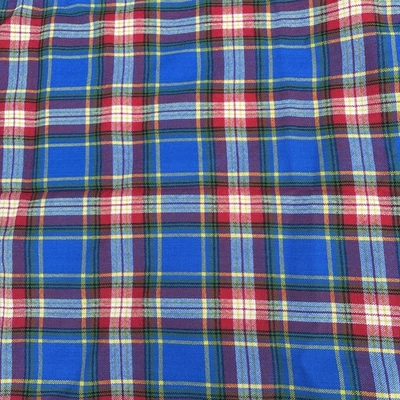 VTG Tartan Plaid Wool Fabric Light Weight Blue Red Quilt Craft Upcycle 2+yd READ - Image 1 of 4
