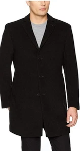 Abrigo Calvin Klein Hombre Cálido Negro Lana Cachemira 3 Botones Talla 48R - Imagen 1 de 6