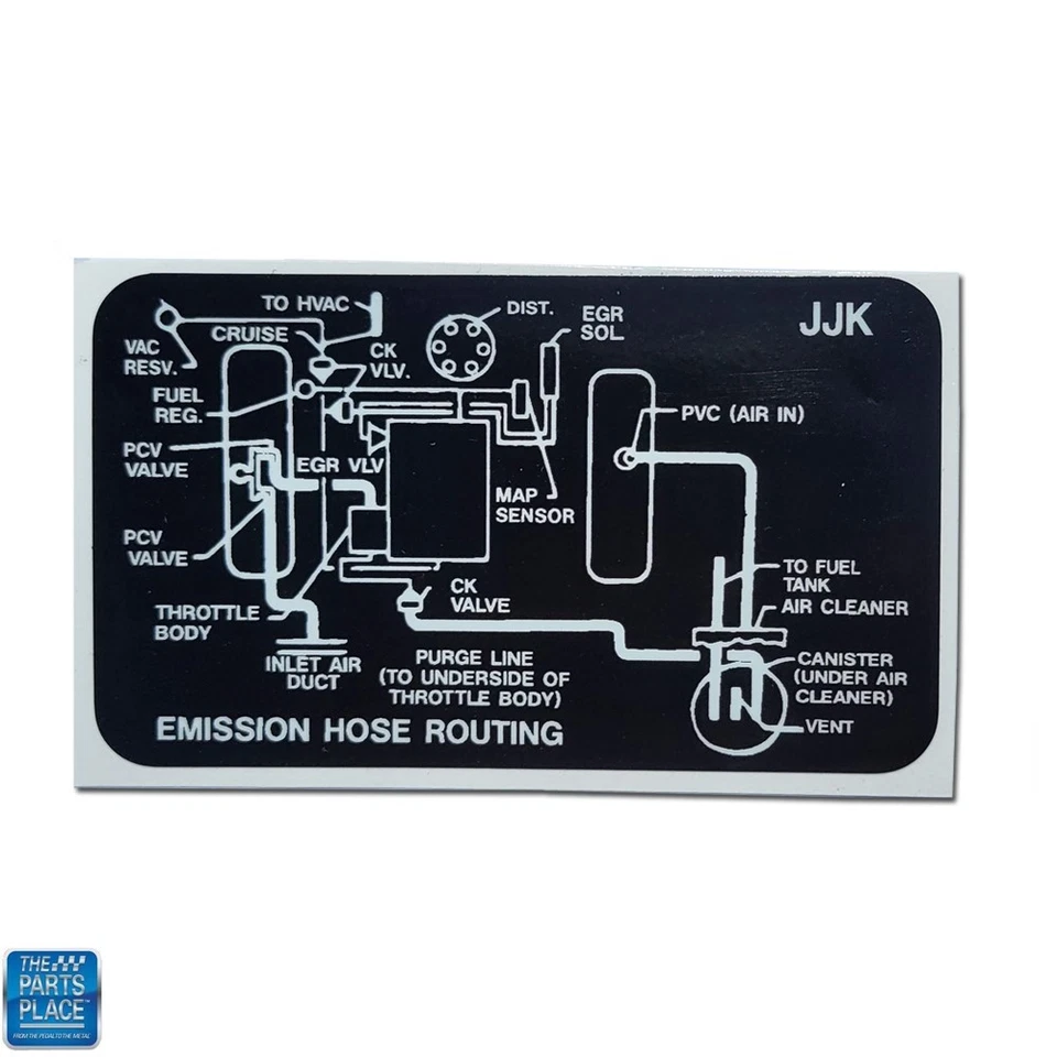 1991-93 GMC Typhoon / Syclone Emission Hose Routing Decal - Each - Image 1 of 1