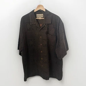 Jamaica Jaxx 100% Silk Brown Luxury Hawaiian Tropical Pineapple Shirt XL - Picture 1 of 6