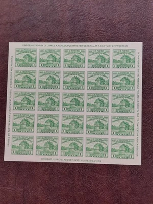 Scott#730 & 730a, 1 Cent Fort Dearborn Sheet & Single, MNH, VF - Image 1 of 4