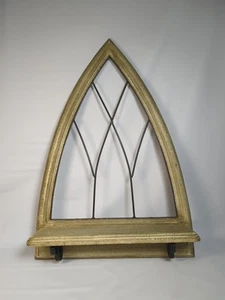 Gothic Arch Wall Hanging Shelf Distressed Wood Metal Decor Country Charm 24.5” - Picture 1 of 11