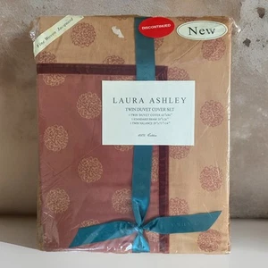 VTG Laura Ashley Twin Duvet Cover Set 100% Cotten Fine Woven Jacquard VALANCE - Picture 1 of 8