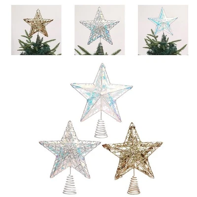 Metall Eisen Stern Dekoration für Christbaumspitze in weiß silber gold - Bild 1 von 4