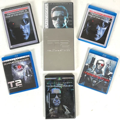 Terminator T2 Rise 1-2-3 DVD Bluray 6 Schwarzenegger Movie Lot Skynet Steel Case - Image 1 of 4