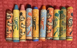 Vtg Disney Jumbo Crayons Mickey Mouse Daffy Duck Goofy Pluto 10pc - Picture 1 of 6
